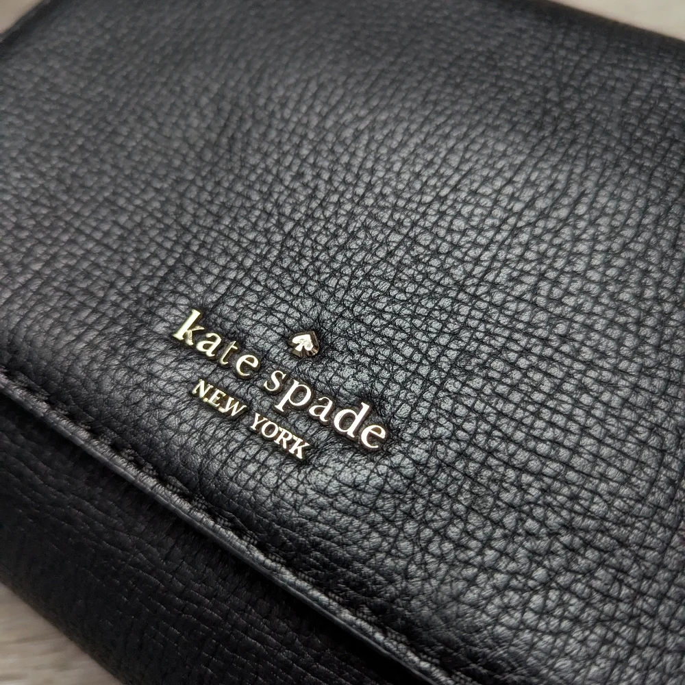 KATE SPADE Black Leather New York Briar Lane Emelyn Chain Crossbody Shoulder Bag